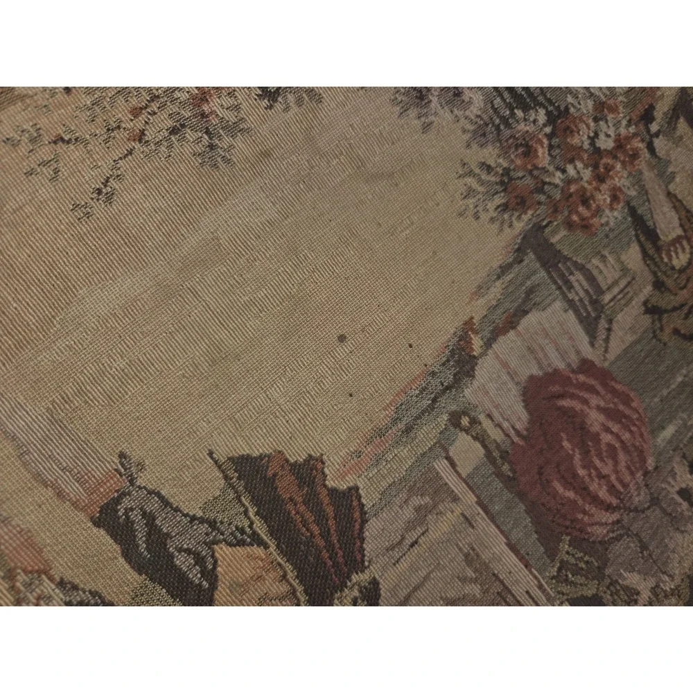 Vintage Belgian Jacquard Wall Tapestry Venetian Masquerade Scene 53x18